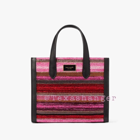 NWT Kate Spade Manhattan Striped Metallic Small Tote - Picture 3 of 16